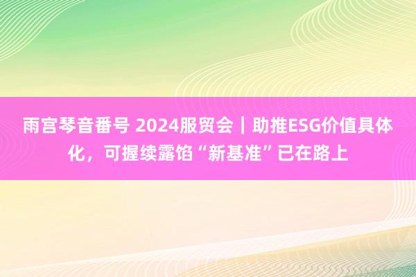 雨宫琴音番号 2024服贸会｜助推ESG价值具体化，可握续露馅“新基准”已在路上