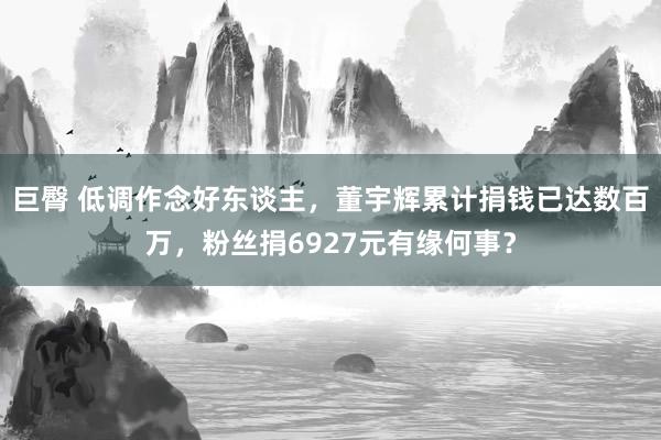 巨臀 低调作念好东谈主，董宇辉累计捐钱已达数百万，粉丝捐6927元有缘何事？