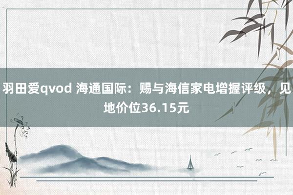 羽田爱qvod 海通国际：赐与海信家电增握评级，见地价位36.15元