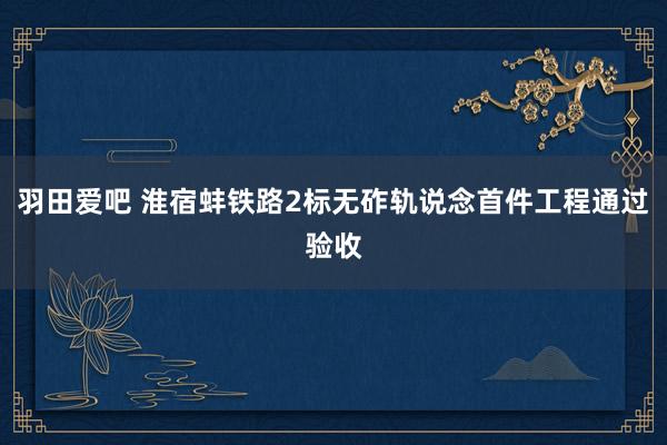 羽田爱吧 淮宿蚌铁路2标无砟轨说念首件工程通过验收