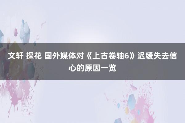 文轩 探花 国外媒体对《上古卷轴6》迟缓失去信心的原因一览