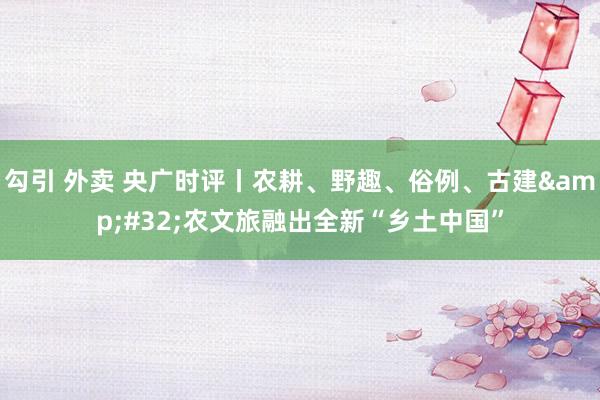 勾引 外卖 央广时评丨农耕、野趣、俗例、古建&#32;农文旅融出全新“乡土中国”