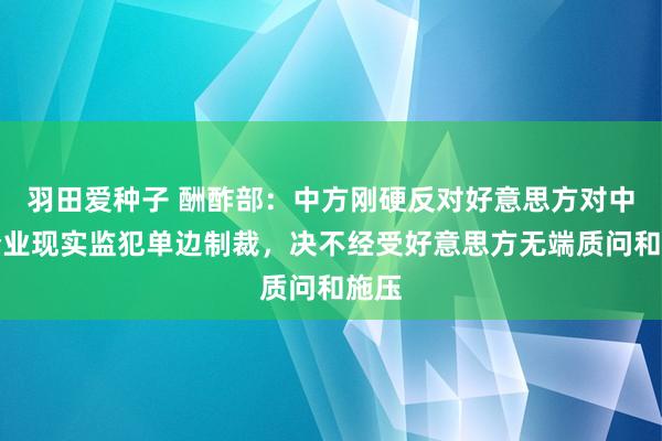 羽田爱种子 酬酢部：中方刚硬反对好意思方对中国企业现实监犯单边制裁，决不经受好意思方无端质问和施压