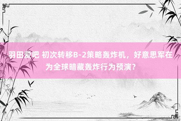 羽田爱吧 初次转移B-2策略轰炸机，好意思军在为全球暗藏轰炸行为预演？