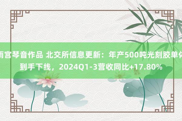 雨宫琴音作品 北交所信息更新：年产500吨光刻胶单体到手下线，2024Q1-3营收同比+17.80%