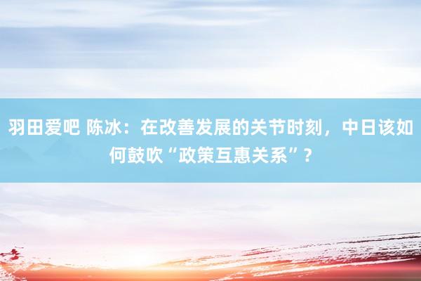 羽田爱吧 陈冰：在改善发展的关节时刻，中日该如何鼓吹“政策互惠关系”？